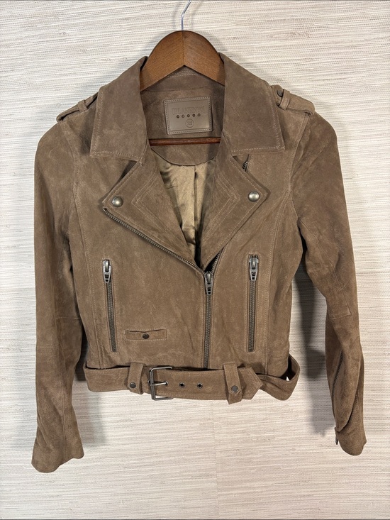 Blank NYC Jackets & Blazers - Blank NYC Taupe Suede Moto Jacket with Belt